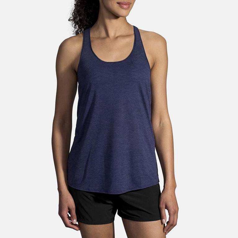 Brooks DISTANCE Running Tank Top Womens Outlet - Blue (EXJ930618)